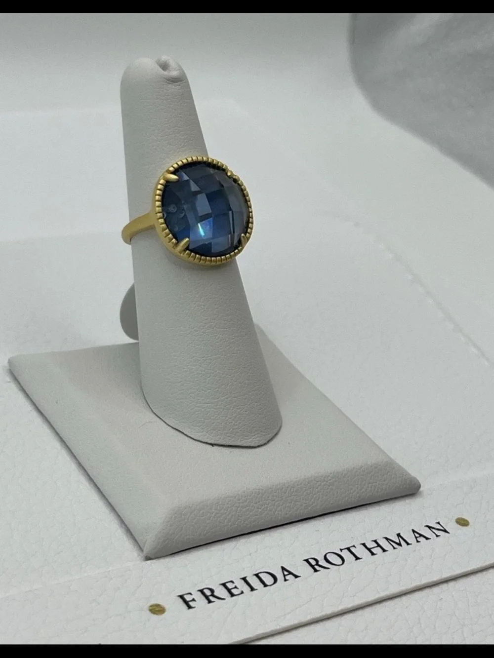 Freida Rothman Faceted Blue Stone Statement Ring - Picture 2 of 3